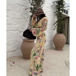 Lniane spodnie Summer zolte
