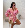 Lniany set Meduza rozowy