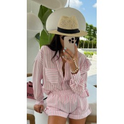 Lniany set puder z falbanka