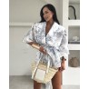 Lniany set Meduza kimono szary