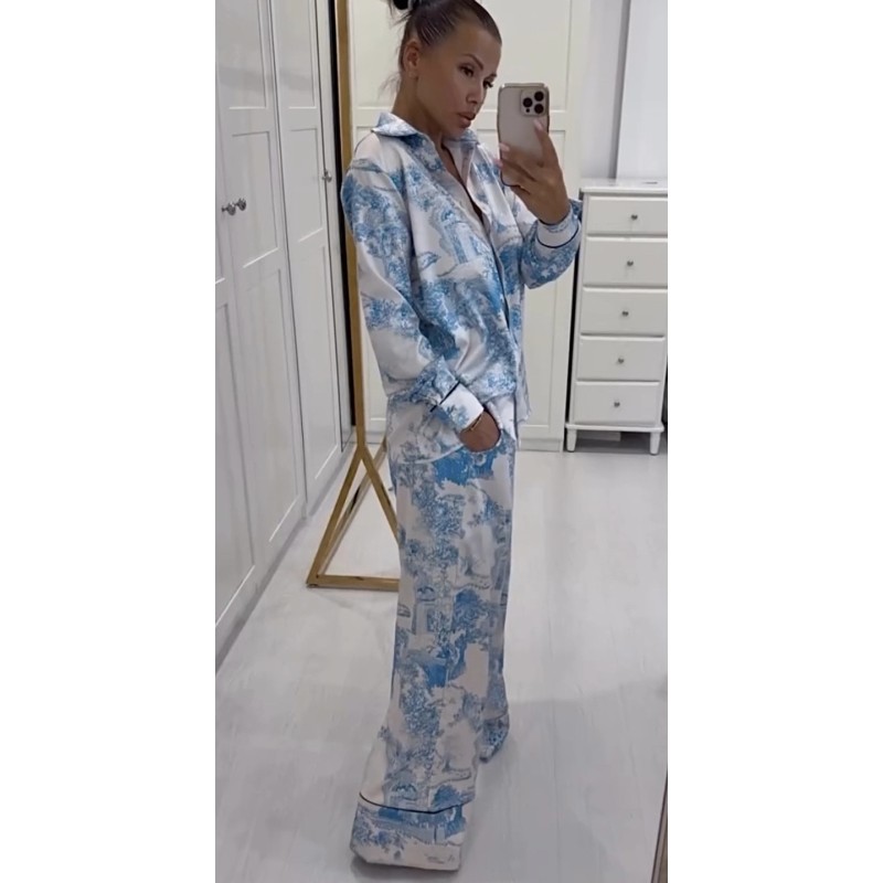 Lniany set Meduza blekit