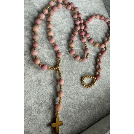 Rozowy set rozaniec krotszy  + bransoletka