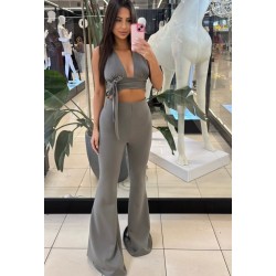 Top Emo wiazany khaki
