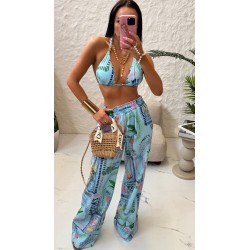 Lniane spodnie Summer niebieskie