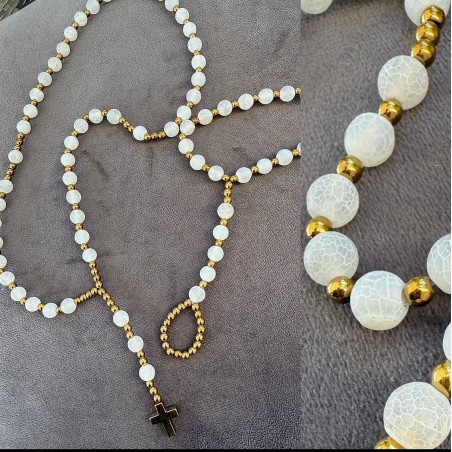 Rozaniec + bransoletka na palec agat trawiony