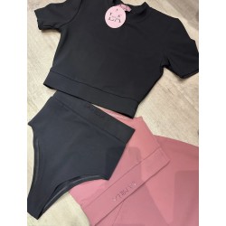 Prazkowany set bluzka + majtki ( cyrkonie )
