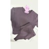 Prazkowany set  La Milla Top + majtk z haftem( czarny lub brazowy)