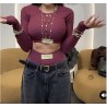 Czarny Prazkowany top Lady Drama na dlugi rekaw