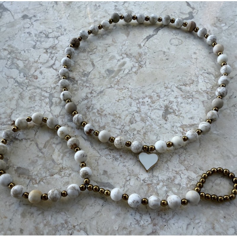 Kremowo bezowy zestaw z kamieni naturalnych