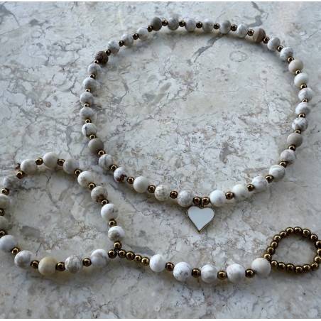 Kremowo bezowy zestaw z kamieni naturalnych