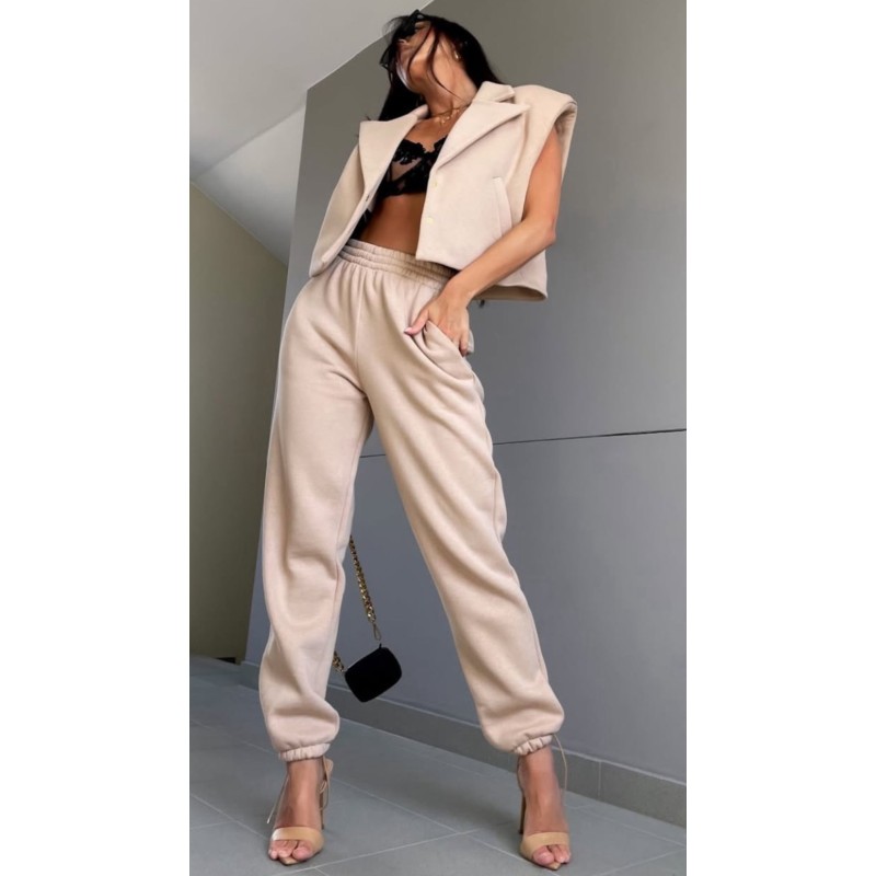 Set dresowy La Milla pumpy + kamizelka beż Set dresowy La Milla pumpy + kamizelka beż