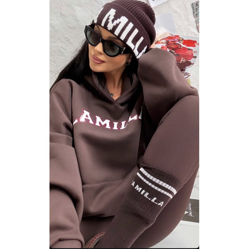 Bluza dresowa La Milla z kapturem braz