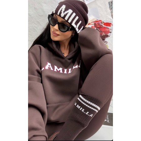 Bluza dresowa La Milla z kapturem braz