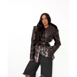 Czekoladowa ramoneska La Milla z kapturem