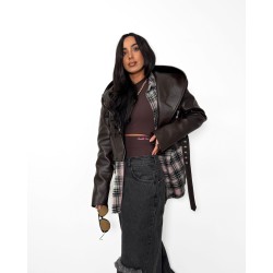 Czekoladowa ramoneska La Milla z kapturem