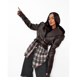 Czekoladowa ramoneska La Milla z kapturem