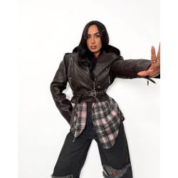 Czekoladowa ramoneska La Milla z kapturem