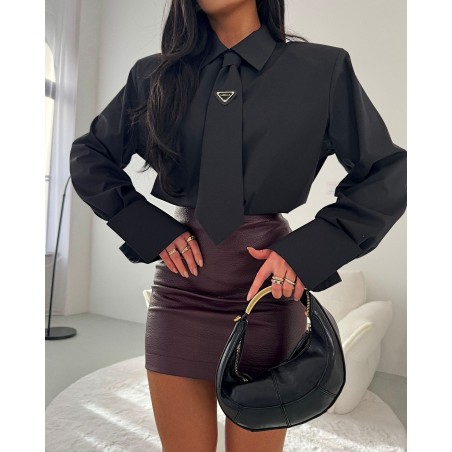 Koszula  czarna La Milla z krawatem czarna