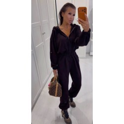 Sweterkowy kombinezon Gath z kapturem braz