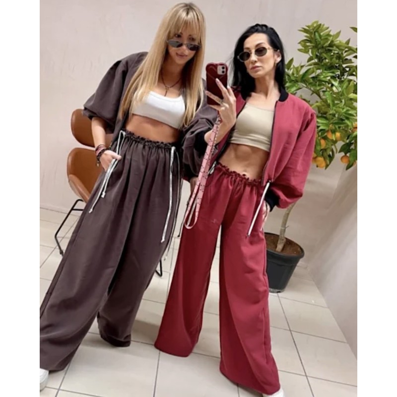 Bordowy komplet Lamilla z bomberka- przygaszone bordo