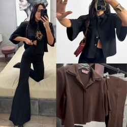 Komplet  Lamilla dzwony + krotka koszula Choco