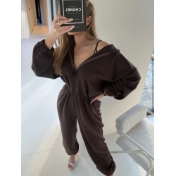 Sweterkowy kombinezon Gath czekolada