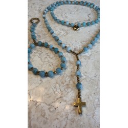 Turkus mat - choker, rozaniec + bransoletka