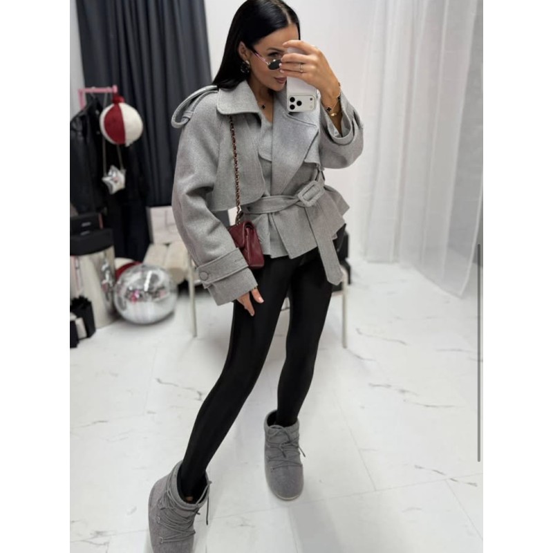 Krotki plaszcz Lamilla szary