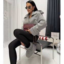 Krotki plaszcz Lamilla szary