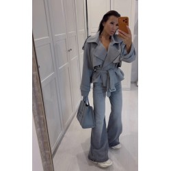 Krotki plaszcz Lamilla szary