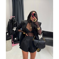 Marynarka La Milla  Wigilia czarna z paskiem