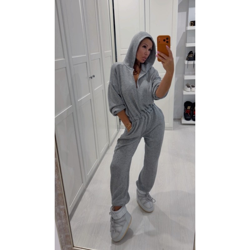 Kombinezon sweterkowy Gath z kapturem- szary