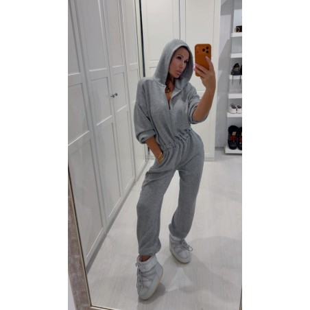 Kombinezon sweterkowy Gath z kapturem- szary