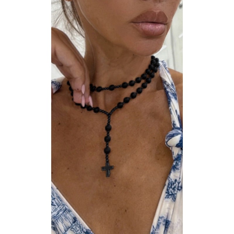 Rozaniec z onyksu all black wersja dluzsza