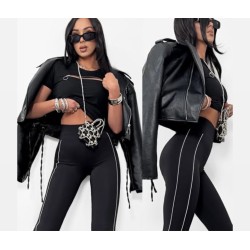 Legginsy Lamilla bialo czarny lampas