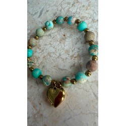 Bransoletka turkusowa mozaika z sercem