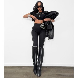 Legginsy Lamilla bialo czarny lampas