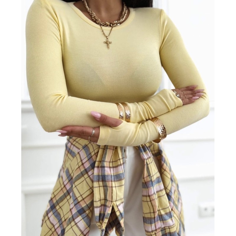 Bluzka wiskoza pod szyje zolta