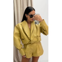 Spodenki  Lamilla musztardowe eko skora