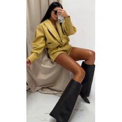 Spodenki  Lamilla musztardowe eko skora