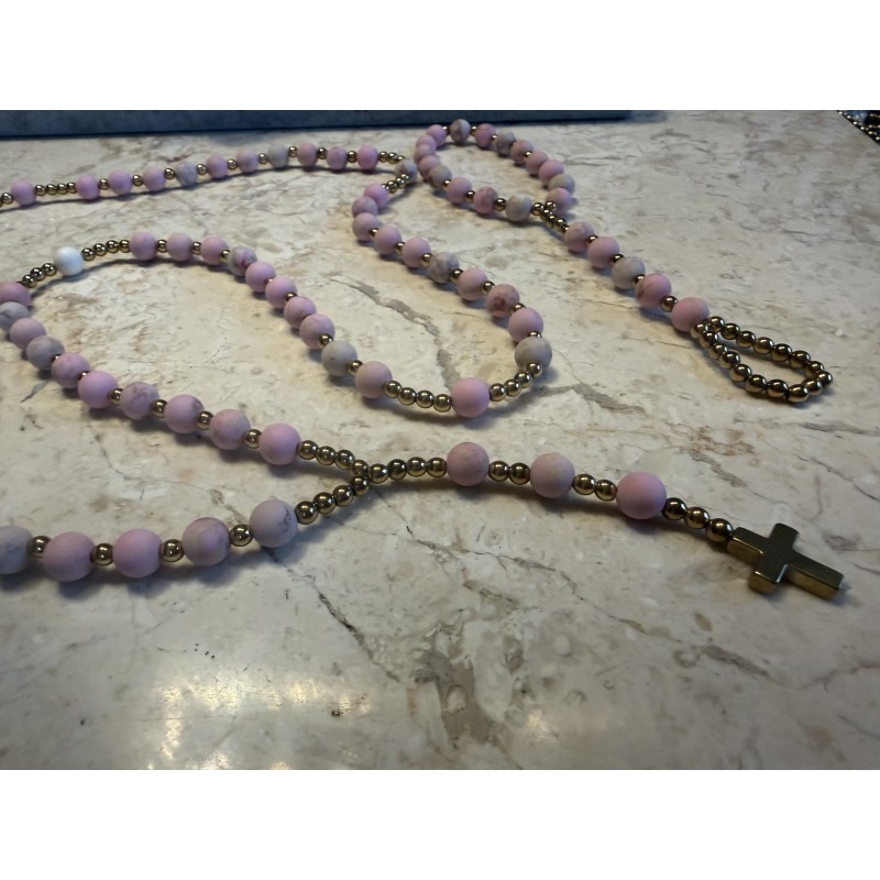 Pudrowo cukierkowy rozaniec podwojny