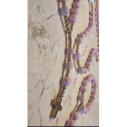 Pudrowo cukierkowy rozaniec podwojny