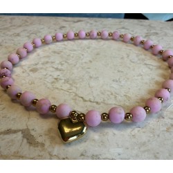 Choker z sercem puder cukierkowy