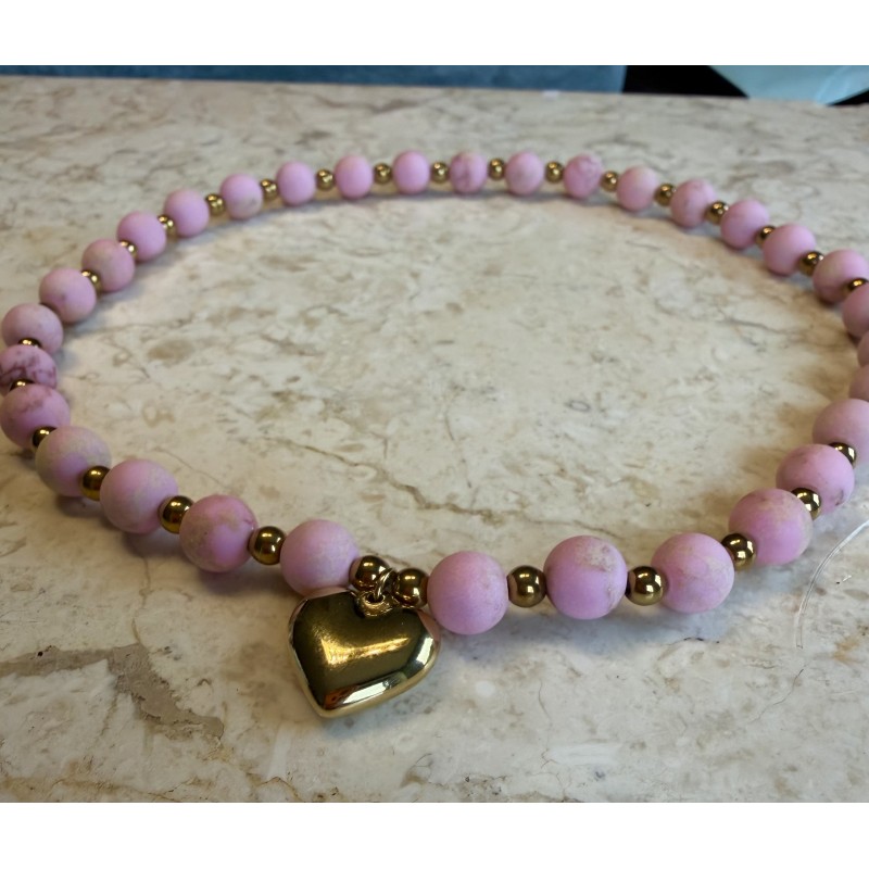 Choker z sercem puder cukierkowy