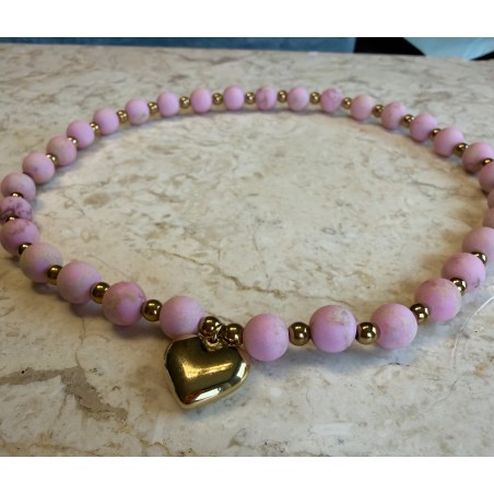 Choker z sercem puder cukierkowy