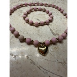 Pudrowy zestaw choker + bransoletka klasyk