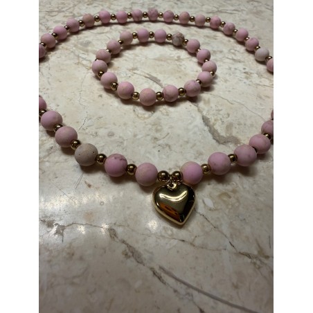 Pudrowy zestaw choker + bransoletka klasyk