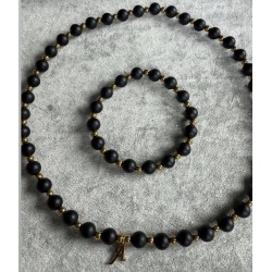 Zestaw z onyksu choker z literka + bransoletka klasyczna