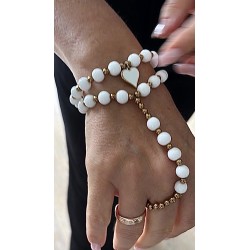 Zestaw 2 bialych bransoletek ( serce + na palec)