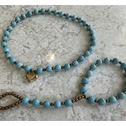 Naszyjnik turkus z sercem lub literka